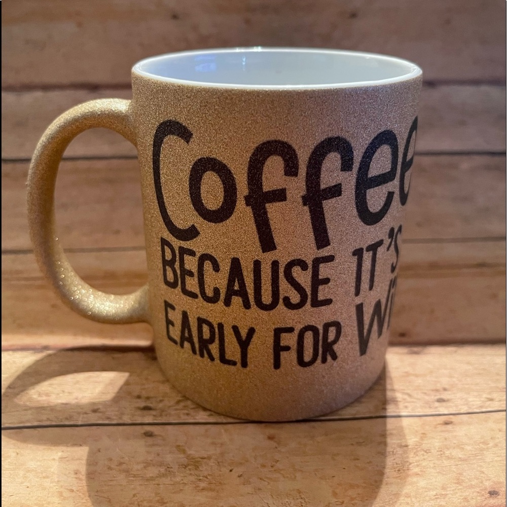 Glittery gold personalized coffee mug
